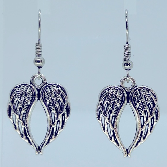 Angel Wings Sterling Silver Charm Dangle Earrings